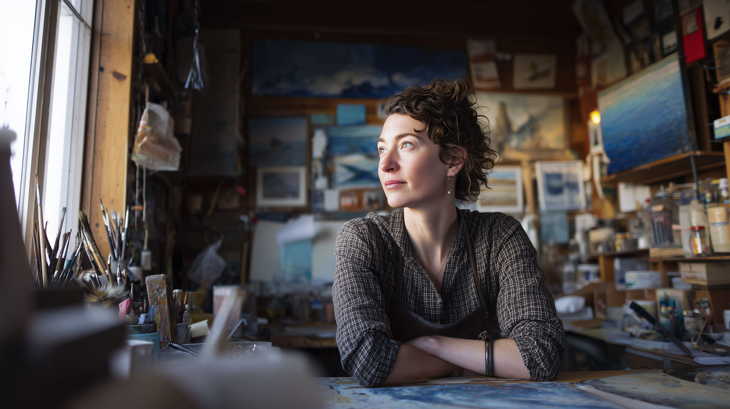 Documentary photography for artists showing authentic studio creative process